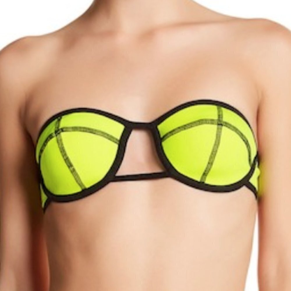Indah Bikini Top Matador Strapless Bandeau Neon Yellow Black